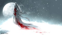 Snow moon blood dress drawings samurai x artwork fantasy art