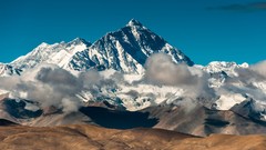 Snow Mountains China Tibet rocks blue skies Mount Everest