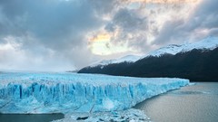 Snow Mountains clouds ocean ice patagonia skies south america
