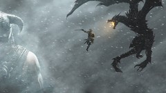 Snow Mountains jump Dragons fight Swords the elder scrolls v 