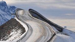 Snow Mountains Norway roads Bridges Atlanterhavsveien The 