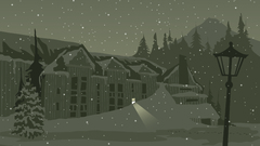 Snow night buildings lamp