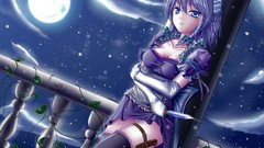 Snow night clouds moon weapons Plants dress railing Knives 