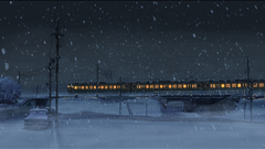 Snow night trains Makoto