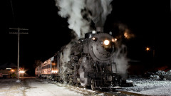Snow night trains steam