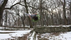 Snow parkour flip freerunning