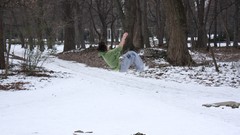 Snow parkour flip freerunning