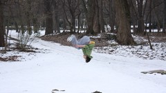 Snow parkour flip freerunning