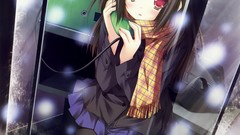 Snow red eyes telephone skirts scarfs anime girls moekibara 