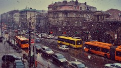 Snow serbia cityscapes Belgrade