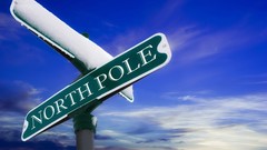 Snow signs North Pole skies