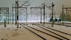 snow train train station railway