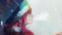 Snow Umbrellas hats pink hair magi the labyrinth of magic anime 