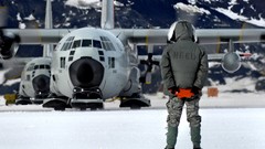 Snow winter Aircraft ice Hercules military propeller aviation 
