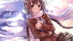 Snow winter braid blizzard anime girls kazuharu kina