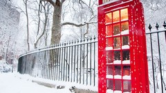 Snow winter fences phone booth English Telephone Booth