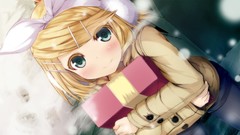 Snow winter Gifts Shorts faces bows jackets blondes blush anime 