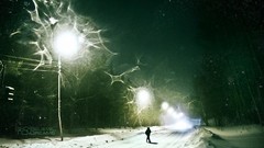 Snow winter lights roads winter roads