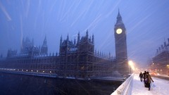 Snow winter London England Big Ben United Kingdom Palace of 