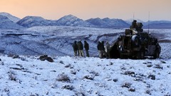 Snow winter Mountains white ice Army cars wheels Australia 