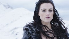 Snow winter Mountains white woman faces coat Actress long hair 