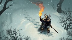 Snow winter night fire torch Warriors spears forests Vikings 