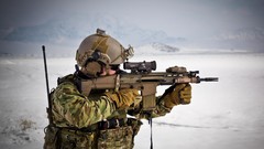 Snow winter weapons Guns Army soldiers military Scar special 