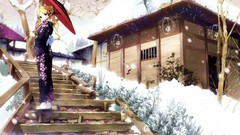 Snow winter woman Anime blondes asians sayonara zetsubou sensei 