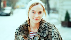 Snow winter woman Celebrity Diane Kruger faces Actress blondes 