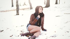 Snow woman brunettes models girls in nature Katie Joanne