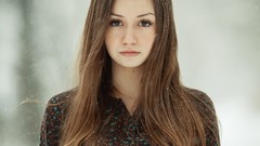 Snow woman long hair brunettes models photo shoot aline