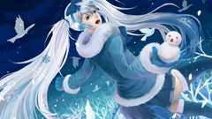 Snowflakes blue Birds headphones Snowmen white hair gloves 