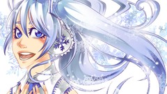 Snowflakes blue tie blue hair smiling long hair blue eyes 