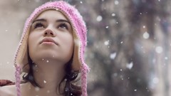 Snowflakes snow winter woman wool brunettes Ana-Maria Ilinca