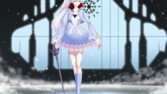 Snowflakes weapons dress Jewelry white hair reflections Swords 