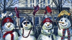 Snowmen cartoons gloves scarfs sketches Ohio State