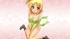 Socks blondes anime girls green eyes short hair kore wa zombie 