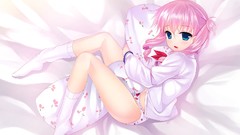 Socks blush pink hair blue eyes seifuku game cg underwear 