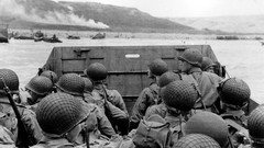 Soldiers military Beaches normandy World War II grayscale D-Day 
