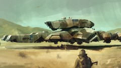 Soldiers military science fiction hovercraft deserts