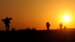 Soldiers sun silhouettes Afghanistan