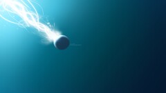 space art blue background planet Minimalism streaks digital art