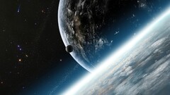 space art shooting stars planet Stars moon Space Earth cgi