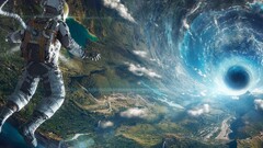 Space astronaut science fiction digital art NASA space art cyan