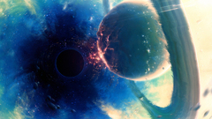 Space black holes planet destruction planetary rings digital art