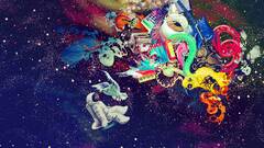 Space colorful astronaut psychedelic digital art eyeball Stars