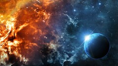 Space fire ice planet digital art space art