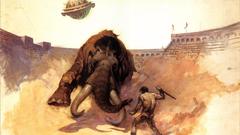 Spaceships caveman artwork