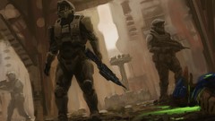 Spartans science fiction fan art halo cityscapes artwork 