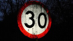 speed limit sign grunge dark forest red
